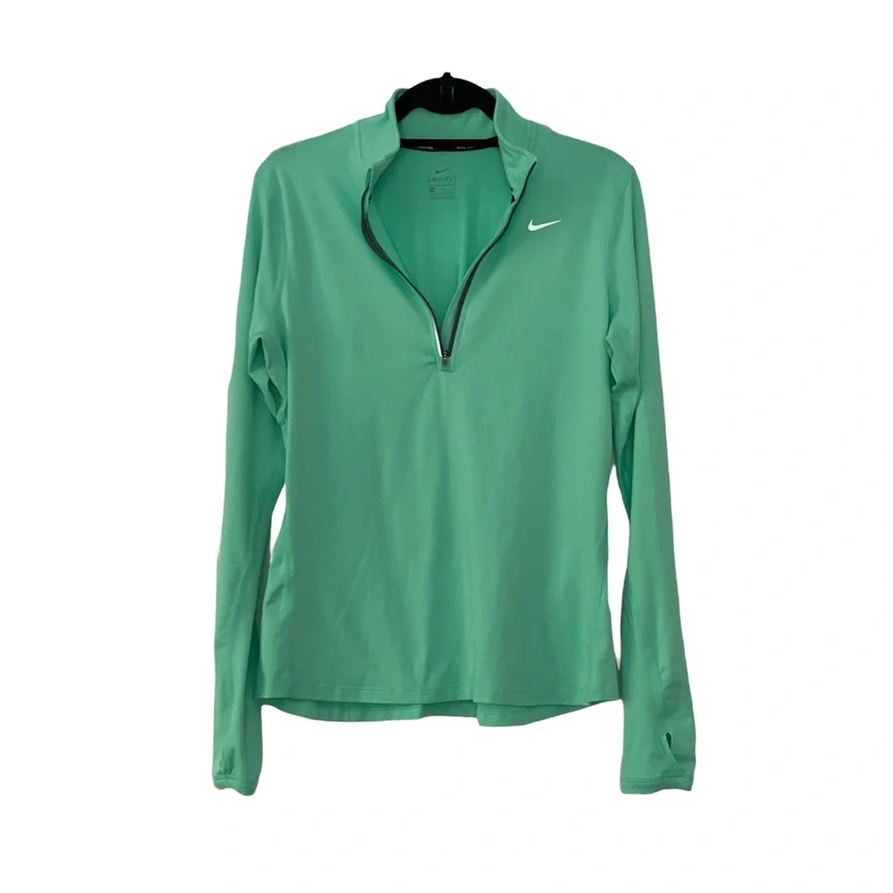 Nike Dry Fit Green Element Running 1/2 Zip Running Jacket Shirt Green Medium - Picture 7 of 11